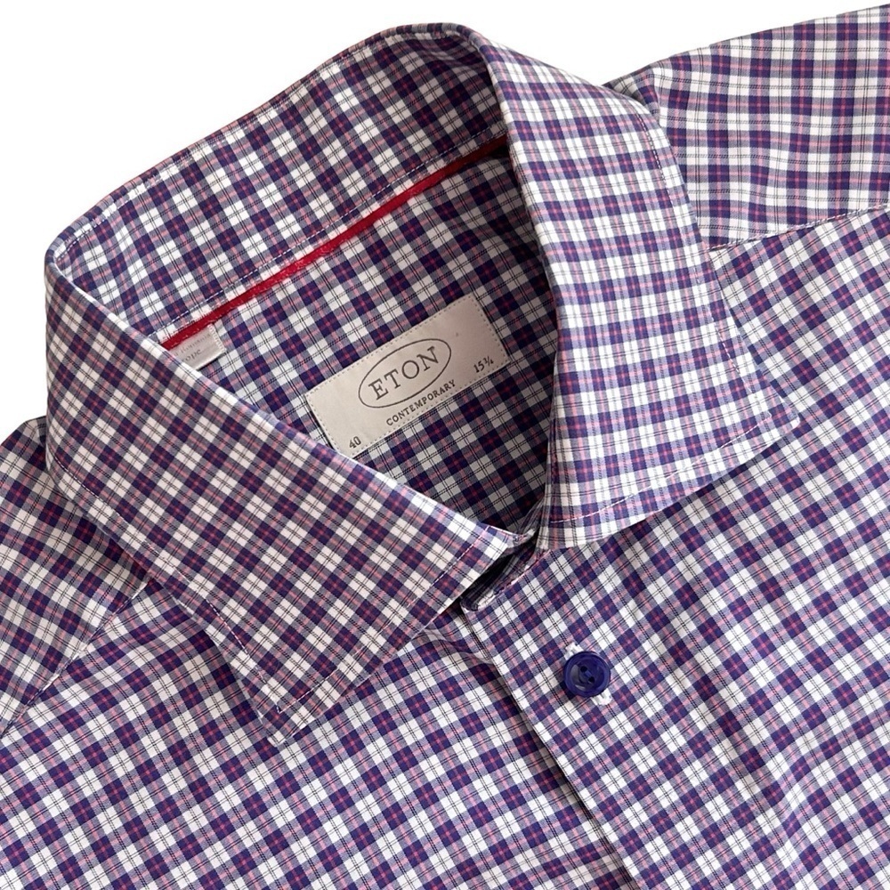 Eton contemporary spread collar dress shirt with mitered cuffs size 15.75/40